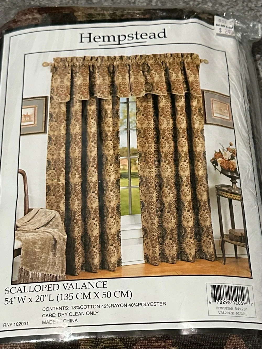 Lot of 4 Hempstead Scalloped Window Valances 54x20 Jacquard Tapestry Earthy NWOT